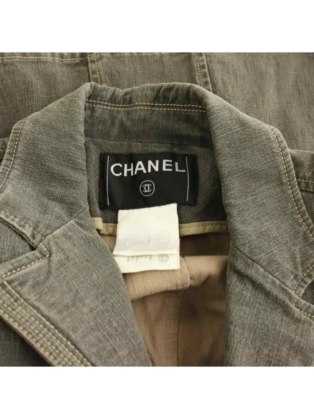 Chanel Denim Jacket Double Zip Cotton 38 Dark Gray HS